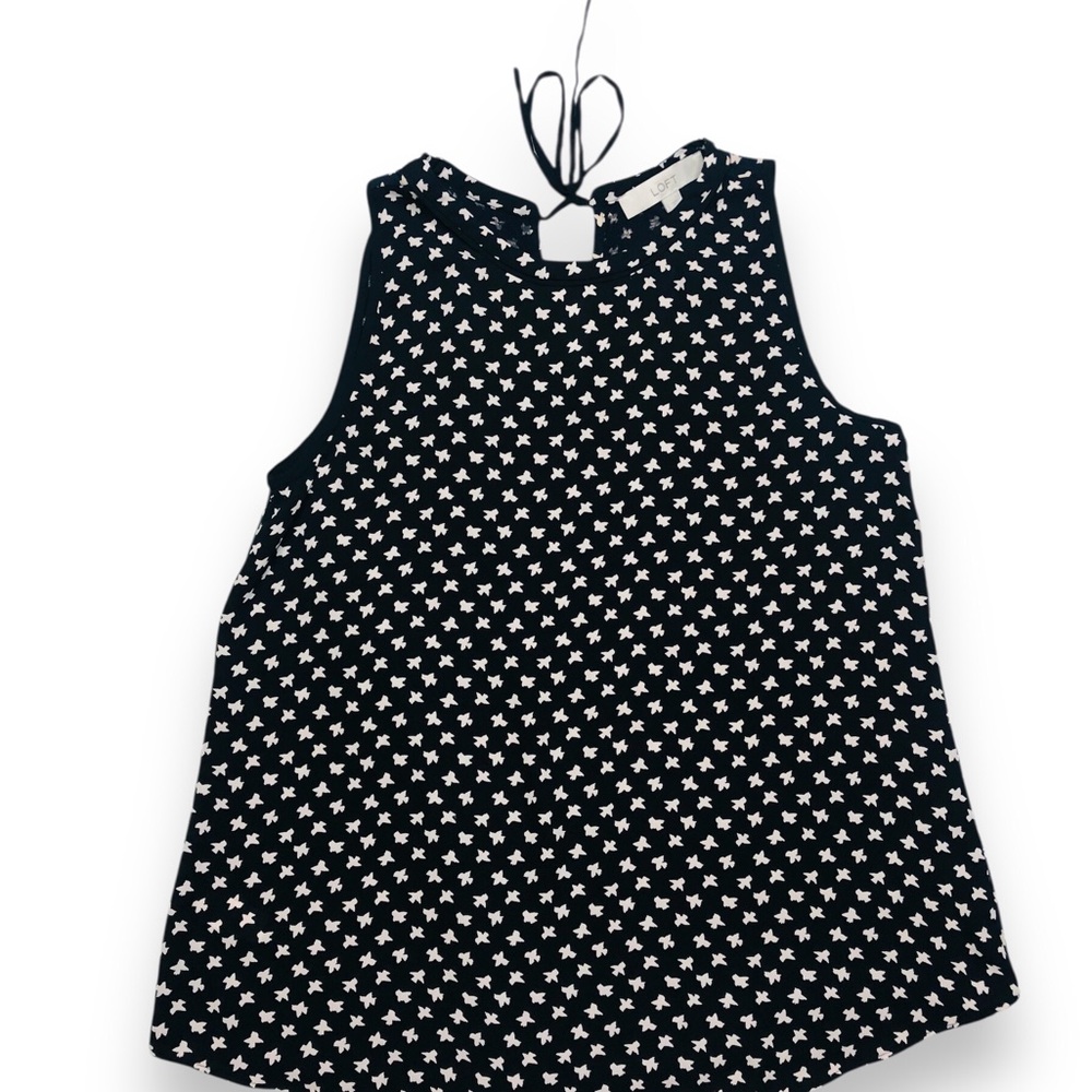 LOFT Black and White Star Print Dress